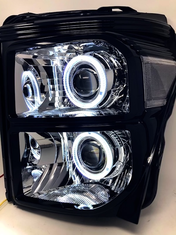 2011-2016 Ford F-250 F-350 Black Chrome Headlights LED ... model a headlight wiring 