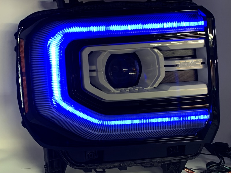 2016-2018 GMC Sierra Custom Painted Headlights Multi Color LED 2015 sierra headlights hid wiring 
